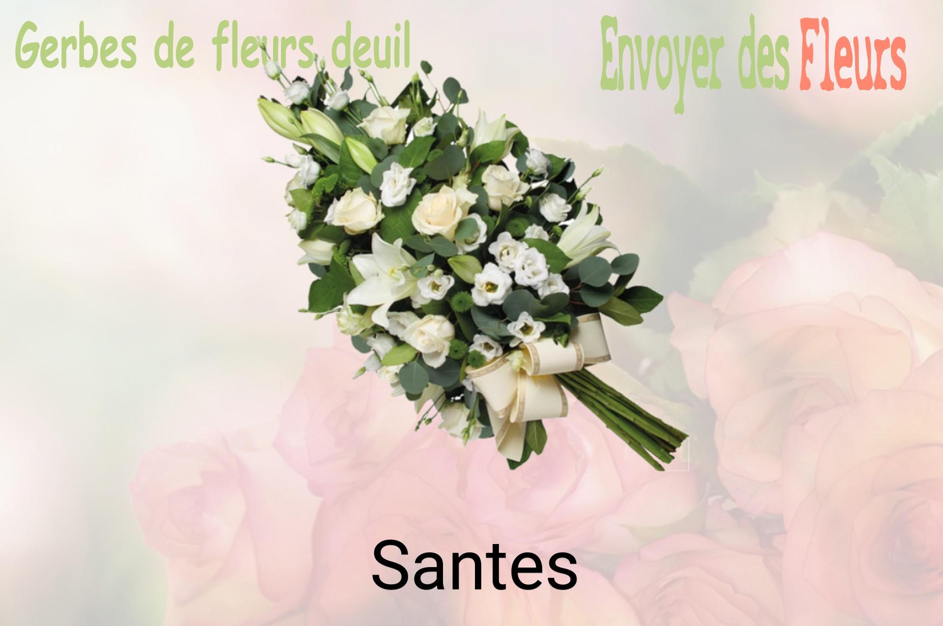 Gerbe de fleurs de deuil livrée à Santes